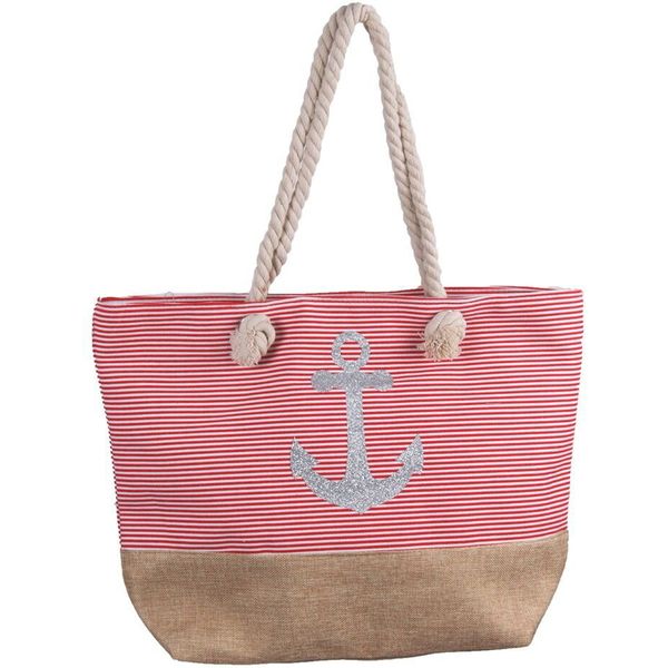 Strandtas - stof/nylon/plastic/riet (klein)
